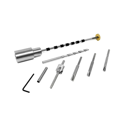 Top Shelf Pen Turning Mandrel And Deluxe Barrel Trimmer Kit Built For Shopsmith Machines with metal tool components for crafting.