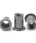 Heavy Duty 20 Pieces Flat Head Threaded Insert Rivet Nuts Zinc Plated Iron For Steel And ABS Rust Proof High Strength Non Deforming Threads Ideal For Automotive Furniture Decoration Industrial Projects And Metal Sheet Applications, zinc plated iron rivet nuts