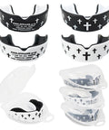 Faith Cross Mouth Guard Set With Case Four Mouth Guards For All Contact Sports Bible Verse Cross Design in Black and White
