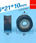 Rugged 100 Piece U Groove Plastic Coated Bearing 696ZZ Door Window Roller, 6*21*10mm size, made from durable POM, suitable for repairs.