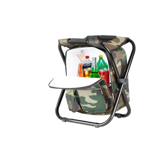 Go-To Multifunction Folding Cooler And Stool Backpack For Outdoor Adventures, Portable Camouflage Seat Table Bag with drinks inside