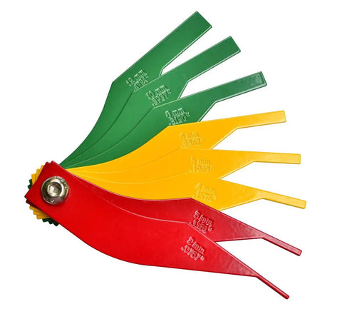 Brake Lining Thickness Gauge Set, 8 Piece, SAE and Metric Steel Construction, Color Coded Pads For Quick Brake Pad Checks, Built For Cars, Trucks And Heavy Duty Rides