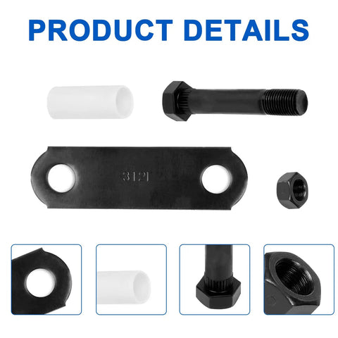 Trailer Shackle Kit For Double Eye Springs, Tandem Axle Handcuff And Spring Hanger Kit with bolt and nylon bushing detail