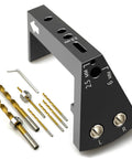 Precision Undermount Drawer Slide Drill Guide Jig With Six Piece Bit Set For Flawless Cabinet Alignment and drill bits set.