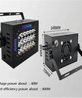 Knockout 1600W UV Cure Lamp Dual 365nm And 395nm LED Spotlight showing size dimensions and details for portable curing gear.