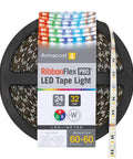 RibbonFlex Pro Multi Color And White LED Tape Light With 60 And 60 LEDs Per Meter 32.8 Ft roll and label.