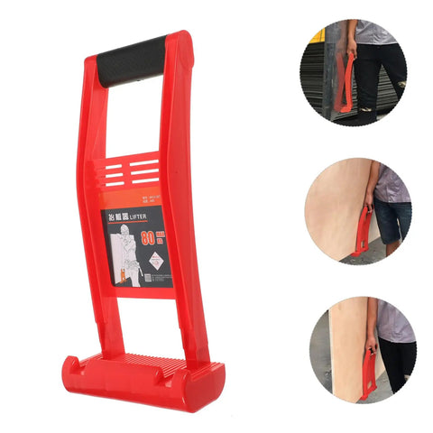 Heavy Duty Drywall Carrier With Grooved Brace And Slip Resistant Abs Handle, red tool for lifting plasterboard and plywood panels.