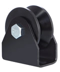 Front view of Four Pack V Groove Caster Two Point Five Inch Wheel Sliding Gate Wheel Rigid Caster with steel body for gates
