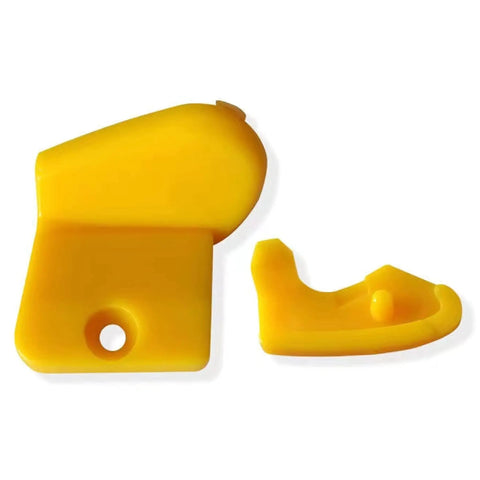 Pro Grade Nylon Tire Changer Inserts Kit for Duck Head Mounts, Front Upper and Rear Lower Inserts, 2 Pack, yellow parts displayed