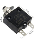 Rock Solid Heavy Duty 15 Amp Thermal Circuit Breaker With Manual Reset Push Button Switch For 125 To 250 Vac And Dc Power Protection, compact design and dimensions shown