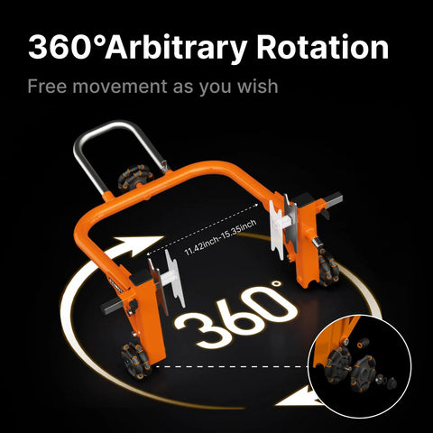 Sport Motorcycle Rear Stand With 360 Degree Rotating Lift showing 360° rotation and adjustability features