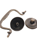 Set Of 6 Antique Bail Handle Drop Pulls With Screws In Vintage Bronze, zinc alloy construction, disassembled view