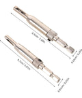 Get Your Hinge Drilling Game Strong With This 4Pc Self Centering Drill Bit Kit with two silver guide sleeves for precision.