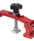 Must Have 6061 Aluminum T Track Hold Down Clamp Mini Stop Block for Woodworking and Metalworking, side view with red finish