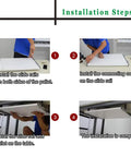 Installation steps for Full Extension Ball Bearing Drawer Runners For Under Desk Keyboard Shelf, with visuals of sliding rails.