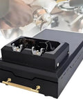 Killer Electric 150 Watt 58mm Coffee Puck Knock Box with dual brush heads and black plastic catch cup for easy espresso cleaning.