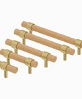 Beech Wood Drawer Pulls 10 Pack Gold Finish Cabinet Handles Durable Beech Wood With Aluminum And Brass Construction