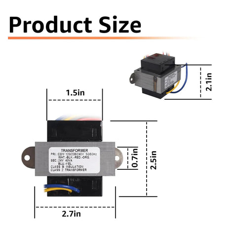 24V Transformer Replacement For Motors Armatures 50354 Converting 120V 208V And 240V To 24V 40VA Closed Shell Design
