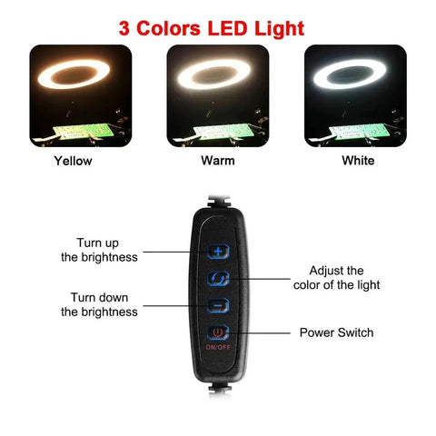 Image showing 3 colors LED light options with remote control for Third Hand Soldering Tool With 6 Flexible Arms Helping Hands For PCB Work Hobby Welding Station USB DC Cooling Fans Pro Grade Must Have Gooseneck Clamps And 360 Degree Rotated Clips.