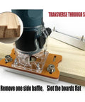 Hella Smooth Sixty Five Millimeter Aluminum Router Table Insert Plate with Heavy Duty Slotting Frame in use, routing wood slotting.