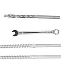 Swage Lag Screw Cable Railing Hardware Kit 316 Stainless Steel Left Right Thread Design with drill bit, wrench, and screws.