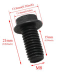 Rock Solid Reverse Thread Bolt Set Featuring M6 M7 M8 Hex Flange Screws Forged From 8.8 Grade Carbon Steel With Anti Rust Coating For Heavy Duty Garage And Weekend Builds M8 bolt with dimensions labeled on a black oxide finish.