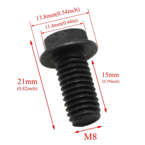 Rock Solid Reverse Thread Bolt Set Featuring M6 M7 M8 Hex Flange Screws Forged From 8.8 Grade Carbon Steel With Anti Rust Coating For Heavy Duty Garage And Weekend Builds M8 bolt with dimensions labeled on a black oxide finish.