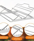 Adjustable Chicken and Turkey Roasting Rack With Foldable Stainless Steel V Shaped Stand Nonstick Surface Grill Ready 7 Height Settings