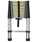 14.5 Ft Telescoping Aluminum Ladder For Home Or Outdoor Use, Foldable Portable Extension With 330 Lb Capacity, Easy Carry Strap, Compact Storage, Lightweight Yet Durable For DIY Projects And Everyday Tasks, folded with strap