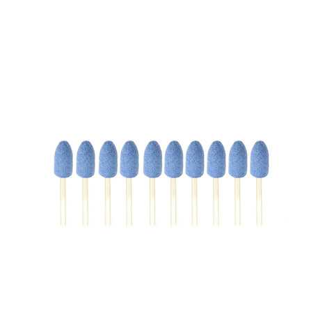 Blue Mounted Stone Point Grinding Abrasive Set, 10-Piece, 8 mm, 5/16 inch Shank, 120 Grit, Bullet Shaped, pro grade for rotary tools