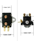 12V Starter Power Trim Solenoid Tilt Trim Solenoid for Outboard Motors 35 HP to 275 HP dimensions front and side view