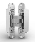 Heavy Duty Concealed Door Hinge Delivers True 180 Degree Swing For Interior Rooms with a genuine chrome finish and ball bearings.