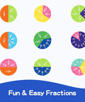 Colorful fraction circles from the Magnetic Fraction Tiles And Circles Set With Dry Erase Board For Visual Math Learning, Grades 1-5.