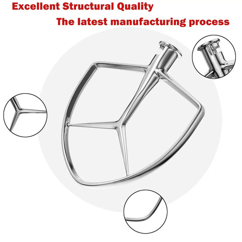 7Quart Stainless Steel Flat Beater For Stand Mixer Replacement Paddle Attachment, No Coating, Dishwasher Safe, detail view