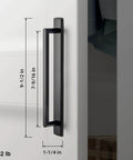 Modern Matte Black Cabinet Pull Handle With Backplate Featuring Grooved Texture And Non Slip Grip For Farmhouse And Industrial Kitchen Cabinets Goo Ki Two Pack Seven And Nine Sixteenths Inch installed on cabinet