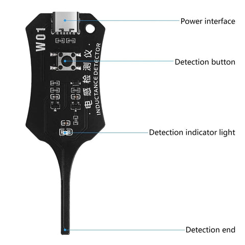 Inductance Tester With Green Indicator Light Type C Powered One Button Detection Tool For PCB Repair Quick Fault Location