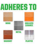 Different surfaces that Pro Grade Acrylic Lacquer Spray Paint Gloss Clear can adhere to: wood, metal, masonry, ungazed ceramic, plaster.