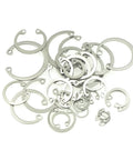 Internal Snap Ring Kit 8mm To 30mm Assortment 240 Pieces C Clips Retaining Rings scattered on white background