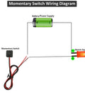 Wiring diagram for Momentary Push Button Switch 12V 24V Prewired Surface Mount With 20 Inch Lead Easy Install Cover Included