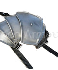 Steel Pauldron For LARP Armor Single Shoulder Accessory For Adult Knight Crusader Costume Silver With Leather Strap Battle Ready
