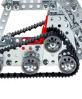 Close-up of Metal Construction Skid Steer Loader Model Kit 365 Piece Set rubber track drive detail, showcasing real-world engineering parts.