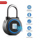Fingerprint Padlock With USB Rechargeable Battery Thumbprint Lock IP65 Waterproof Ideal For Locker Gate Luggage Suitcase Blue
