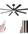 84 Inch Farmhouse Ceiling Fan With Light For Indoor Outdoor Use Waterproof Dimmable LED, Beast Airflow Quiet DC Motor, 8 Blades