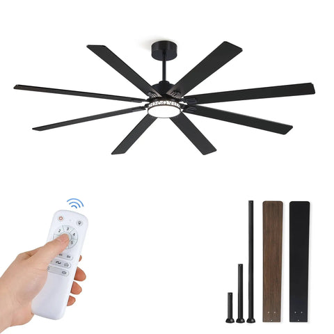 84 Inch Farmhouse Ceiling Fan With Light For Indoor Outdoor Use Waterproof Dimmable LED, Beast Airflow Quiet DC Motor, 8 Blades