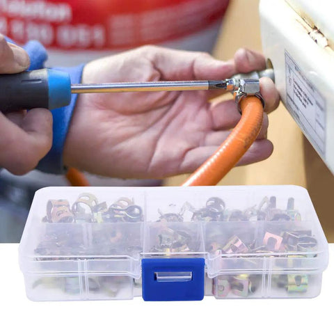 Using 75 Piece Spring Hose Clamp Kit With Zinc Plated Steel for Quick Fixes and Secure Pipes, hoses in DIY projects.