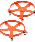 Heavy Duty 55 Gallon Drum Dolly Non Tipping With Steel Frame And Powder Coated Finish, 1,250 Lbs Capacity, Rust Resistant Cross Braces Prevent Warping, Industrial Drum Transport Tool, orange steel frame with casters