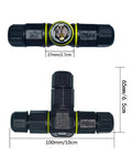 3 Way Waterproof Electrical Junction Box IP68 Outdoor Shielded Connector For Underground Cables 2 Pin 3 Pin 4 Pin Cable Size 4.5 To 10 mm Easy Install Field Installable Plug And Play with dimensions shown