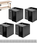Heavy Duty 3 Way Corner Bracket Kit For Custom Workbench And Shelving, Black Steel, Fits 1.5 By 3.5 Inch 2x4 Lumber.