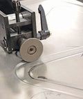 Elite Bead Roller with 27 Inch Throat Capacity for floor pans, firewalls, trunk floors, and inner fenders, heavy duty crank tool in use