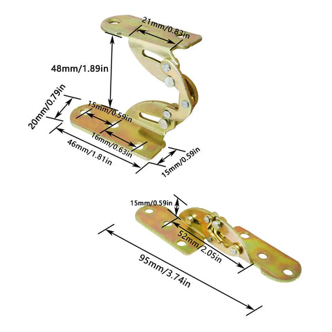 4 Pack Dining Table Flip Up Concealed Folding Hinge Copper Nickel Alloy 47X20X15MM with dimensions labeled